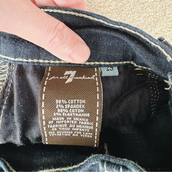 7 for all mankind in mid-waist skinny dark blue jeans in 25 - Picture 7 of 7